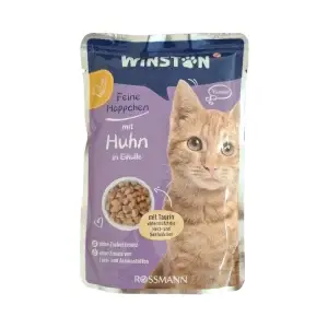 پوچ گربه وینستون با طعم مرغ و جگر در ژله