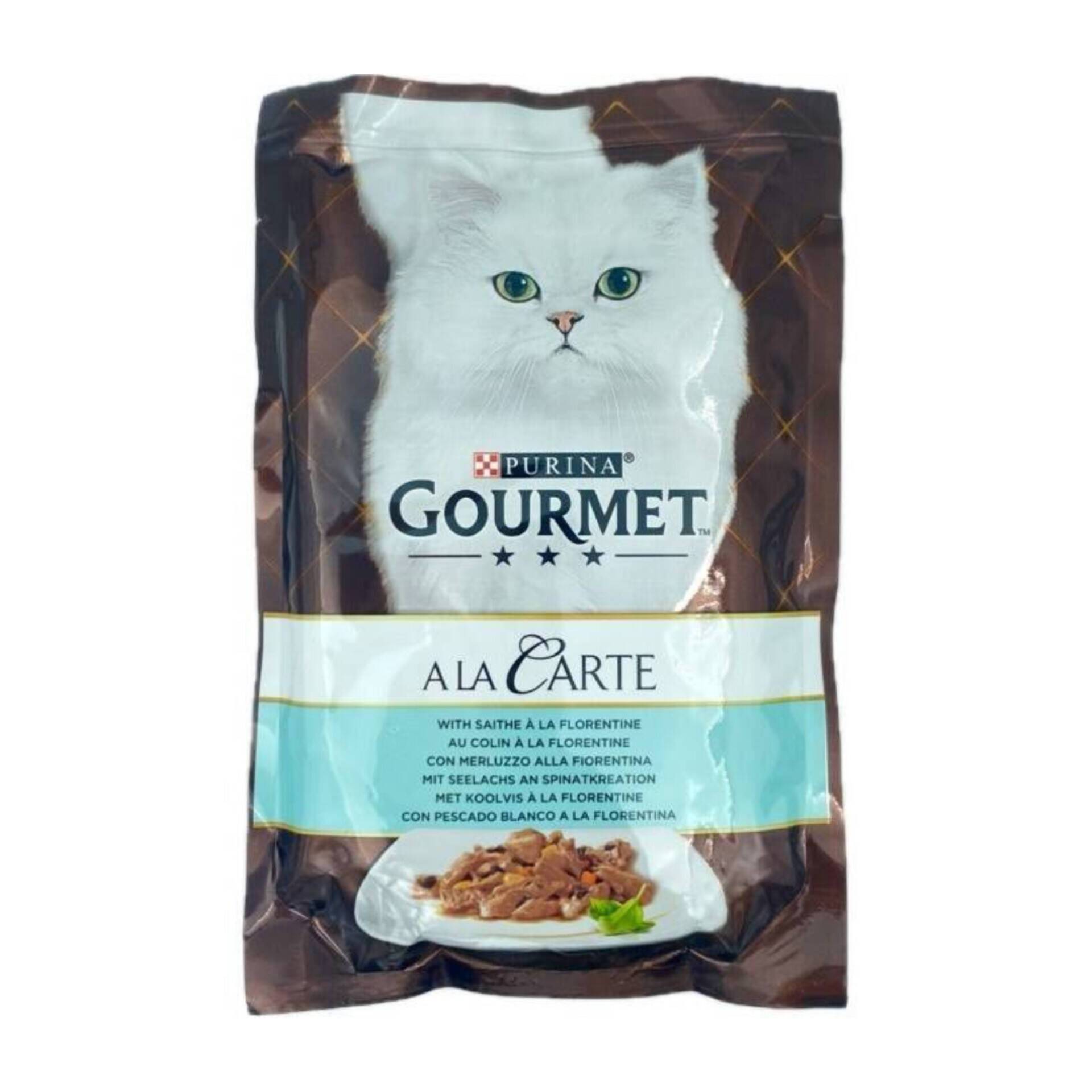 پوچ گربه گورمت گلد   طعم ماهی سیت  و اسفناج پورینا